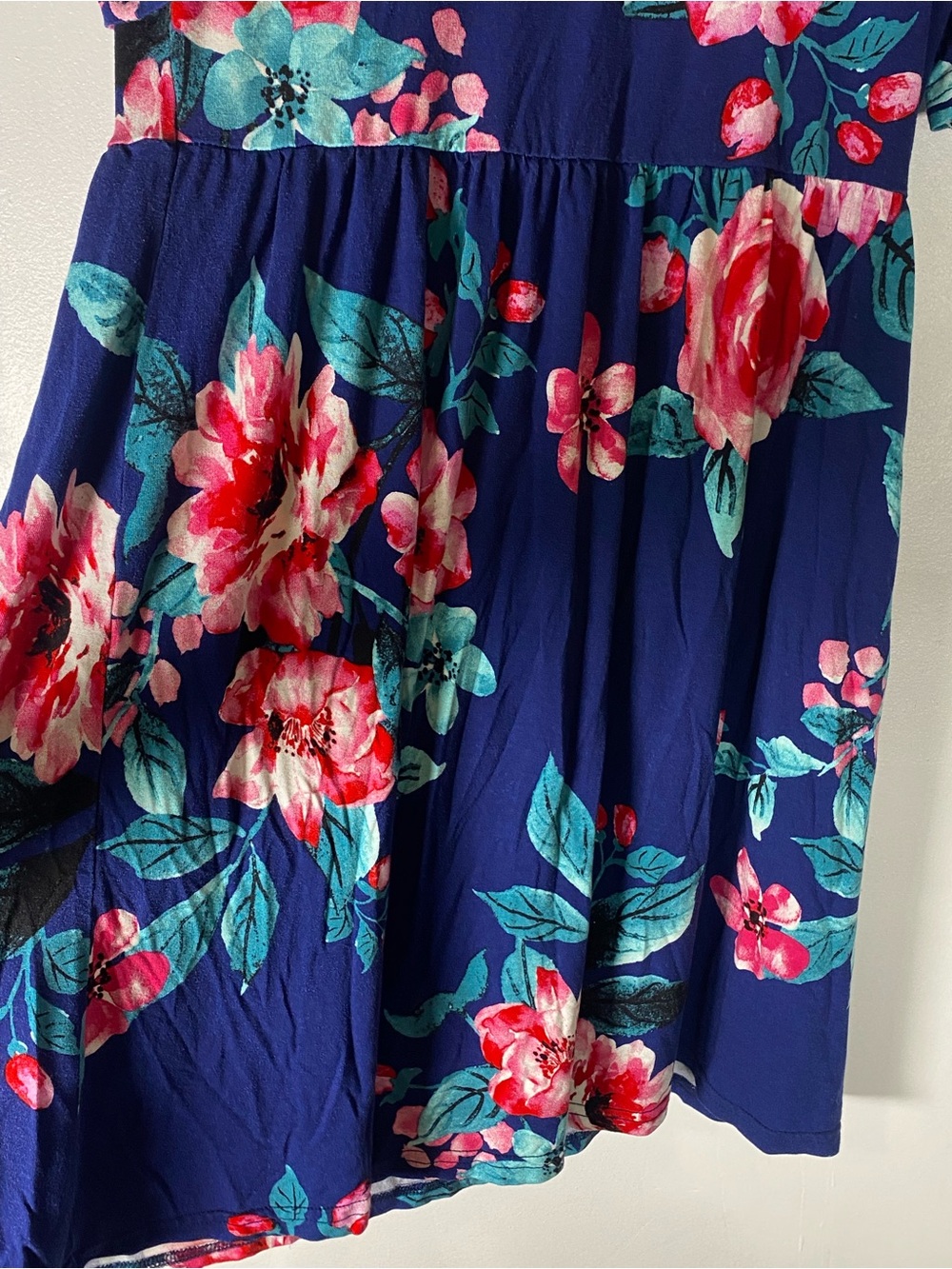 Floral‎ Babydoll SunDress Blue Pink Cottagecore Boho Medium Modest Feminine - Picture 3 of 6